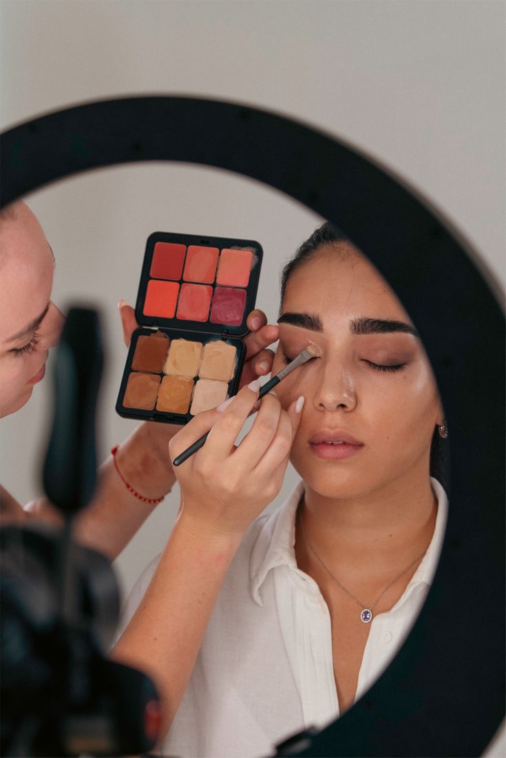 Makeup student during a practical session